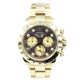 Montre Rolex Daytona Or jaune 18k de 2014. Ref: 116528. cadran nacre et diamants. Full set