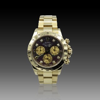 Montre Rolex Daytona Or jaune 18k de 2014. Ref: 116528. cadran nacre et diamants. Full set