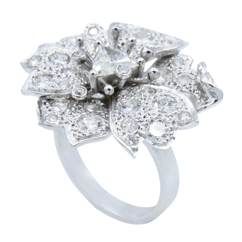 Bague "Fleur" en or gris 18k avec Diamants .Taille 54