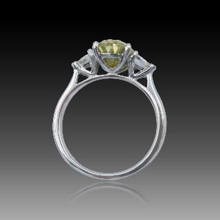 Solitaire en or gris 18k avec un Diamant Ovale Fancy de 2.29 Cts 