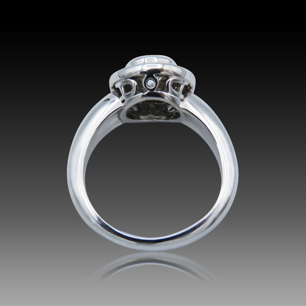 Bague Jarretière En Or Gris 18 Carats Avec Diamants - Taille 51 - Réf. MP2462 - Occasion