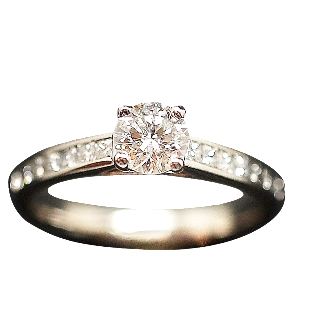 Solitaire Diamant brillant 0.50 Cts G-SI en Or 18 Cts + 0.35 Cts.