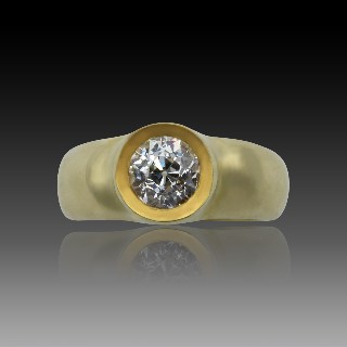 Bague Jonc Or jaune 18K avec diamant de 1,20 Cts F-SI1 signé Yves GRATAS