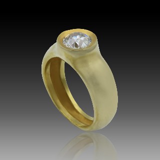 Bague Jonc Or jaune 18K avec diamant de 1,20 Cts F-SI1 signé Yves GRATAS