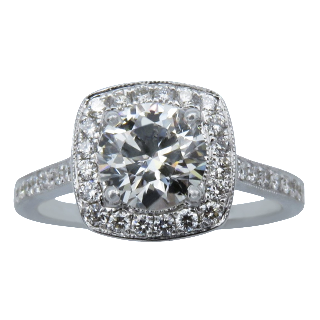 Solitaire Diamant brillant 1.04 Cts G-SI2 en Or 18 Cts + 0.32 Cts.