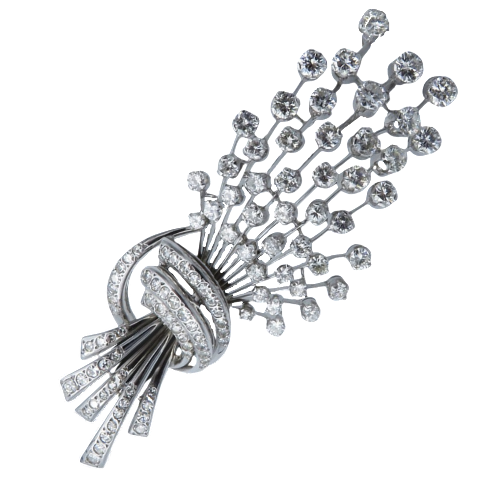 Broche Or et Platine vers 1960 avec 6.0 Carats de Diamants.