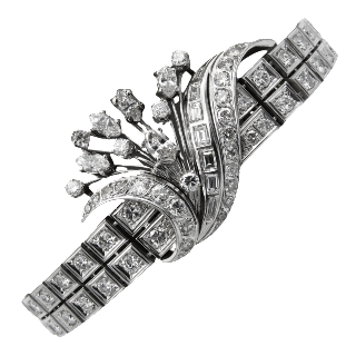 Bracelet Or 18k et Platine vers 1960 avec 7.0 Carats de Diamants.