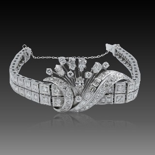 Bracelet Or et Platine vers 1960 avec 7.0 Carats de Diamants.