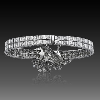 Bracelet Or et Platine vers 1960 avec 7.0 Carats de Diamants.