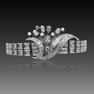 Bracelet Or et Platine vers 1960 avec 7.0 Carats de Diamants.