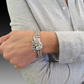 Bracelet Or 18k et Platine vers 1960 avec 7.0 Carats de Diamants.