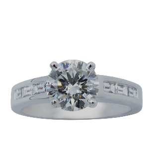 Solitaire en Or gris 18 Cts avec Diamant brillant 1.60 Cts I-SI2 + 0.31 Cts.