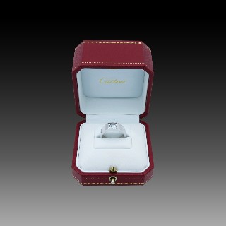 Bague Cartier Or gris 18k "Tank", Aigue marine, Taille 55 de 1999.