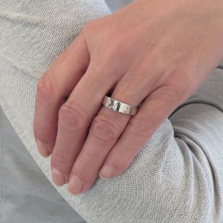 Bague Cartier Or gris 18k "Tank", Aigue marine, Taille 55 de 1999.