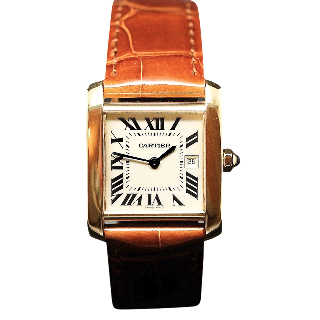 Montre Cartier Tank Française Médium Or jaune 18k Quartz Vers 2010.