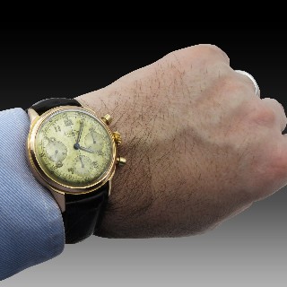 Montre Breitling Premier Vintage Chronographe Or rose 18k Mécanique Vers 1950.