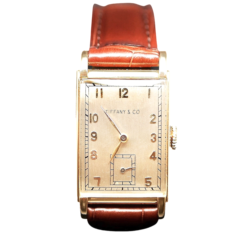 Montre Tiffany & Co Vintage Or 18k Rectangulaire Vers 1940 . Mécanique. 