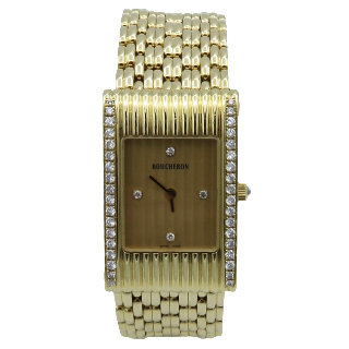 Montre Boucheron Reflet Dame Médium en Or Jaune 18k avec diamants quartz .