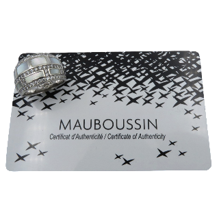Bague Mauboussin en Or gris 18k  avec nacre et diamants . Taille 52.