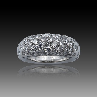 Bague Chaumet "Grains de Caviar" or gris 18k diamants 1,80 Cts. taille 53.