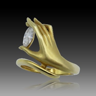 Bague "Cellini" New York or jaune 18k  et diamant navette