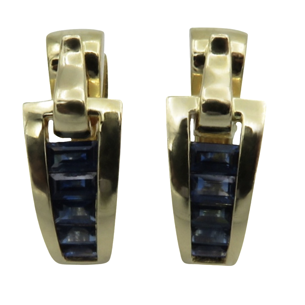 Boucles d'oreilles Guy Laroche Or jaune 18k et Saphirs Calibrés Boucles d'oreilles Guy Laroche Or jaune 18k et Saphirs Calibrés