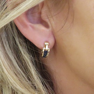 Boucles d'oreilles Guy Laroche Or jaune 18k et Saphirs Calibrés Boucles d'oreilles Guy Laroche Or jaune 18k et Saphirs Calibrés