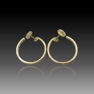 Boucles d'oreilles Créoles en Or jaune 18k et Diamants brillants