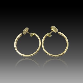 Boucles d'oreilles Créoles en Or jaune 18k et Diamants brillants Boucles d'oreilles Créoles en Or jaune 18k et Diamants brillants