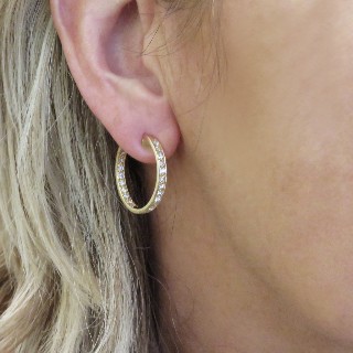 Boucles d'oreilles Créoles en Or jaune 18k et Diamants brillants