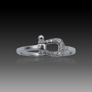 Bague Fred Force 10 Petit modèle en Or gris 18k et Diamants . Taille 50