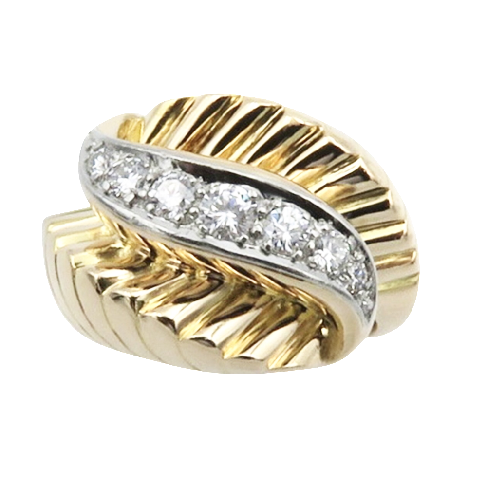 Bague vintage vers 1960 en Or 18K et Platine avec 0,50 Cts de Diamants 