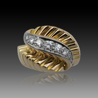 Bague vintage vers 1960 en Or 18K et Platine avec 0,50 Cts de Diamants 