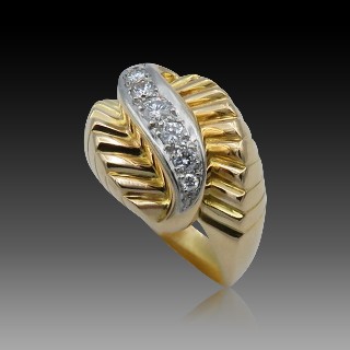 Bague vintage vers 1960 en Or 18K et Platine avec 0,50 Cts de Diamants Bague vintage vers 1960 en Or 18K et Platine avec 0,50 Cts de Diamants