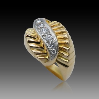 Bague vintage vers 1960 en Or 18K et Platine avec 0,50 Cts de Diamants 