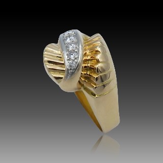 Bague vintage vers 1960 en Or 18K et Platine avec 0,50 Cts de Diamants Bague vintage vers 1960 en Or 18K et Platine avec 0,50 Cts de Diamants