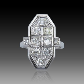 Bague en Or 18k et platine vers 1940 avec 1,50 Cts de Diamants