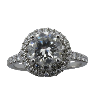 Solitaire en Or gris 18 Cts avec Diamant brillant 1,01 Cts G-SI1 + 0,40 Cts