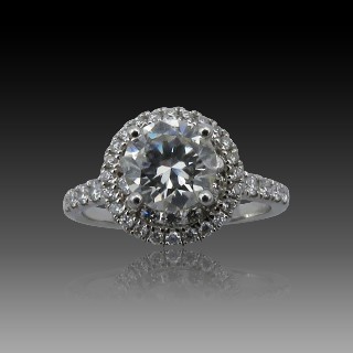 Solitaire en Or gris 18 Cts avec Diamant brillant 1,01 Cts G-SI1 + 0,40 Cts