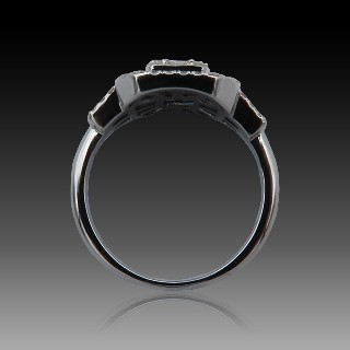  Bague Or Gris 18 Cts avec Saphirs et Diamants .Taille 53.