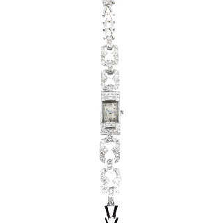 Montre dame Art Déco en platine avec 2,50 Cts de diamants . Montre dame Art Déco en platine avec 2,50 Cts de diamants .