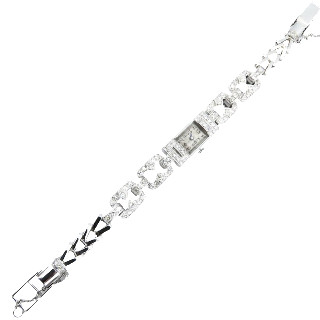 Montre dame Art Déco en platine avec 2,50 Cts de diamants . Montre dame Art Déco en platine avec 2,50 Cts de diamants .