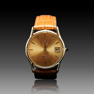 Montre Jaeger Vintage Ronde en Or jaune 18k Quartz Vers 1990 Montre Jaeger Vintage Ronde en Or jaune 18k Quartz Vers 1990