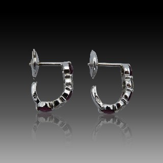 Boucles d'oreilles en Or gris 18k avec Rubis et Diamants brillants