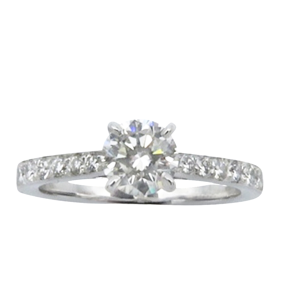 Solitaire en Or gris 18 Cts avec Diamant brillant 0.76 Cts K-VS1 + 0.10 Cts.