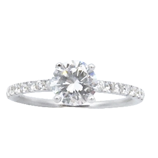 Solitaire en Or gris 18 Cts avec Diamant brillant 0.72 Cts D-VS1 + 0.21 Cts.