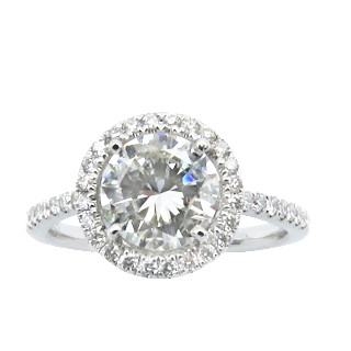 Solitaire en Or gris 18 Cts avec Diamant brillant 1,24 Cts G-SI1 + 0,28 Cts