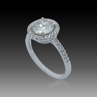 Solitaire en Or gris 18 Cts avec Diamant brillant 1,24 Cts G-SI1 + 0,28 Cts