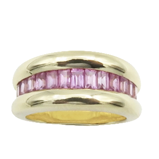 Bague Poiray "Cascade" Or jaune 18k avec Saphirs roses calibrés . Taille 49-50 . Bague Poiray "Cascade" Or jaune 18k avec Saphirs roses calibrés . Taille 49-50 .