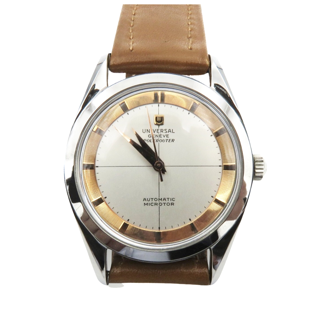 Montre Universal Geneve Polerouter 35 mm en Acier Automatique Full set de 1959